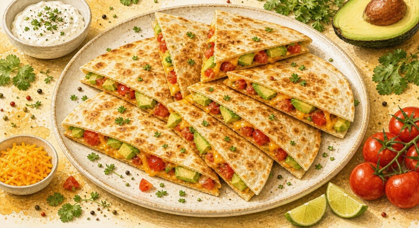 Quesadilla: cheddar, avocado, tomato from the Burgers, Wraps, Quesadillas & Hot Dogs menu by Fudík catering 5
