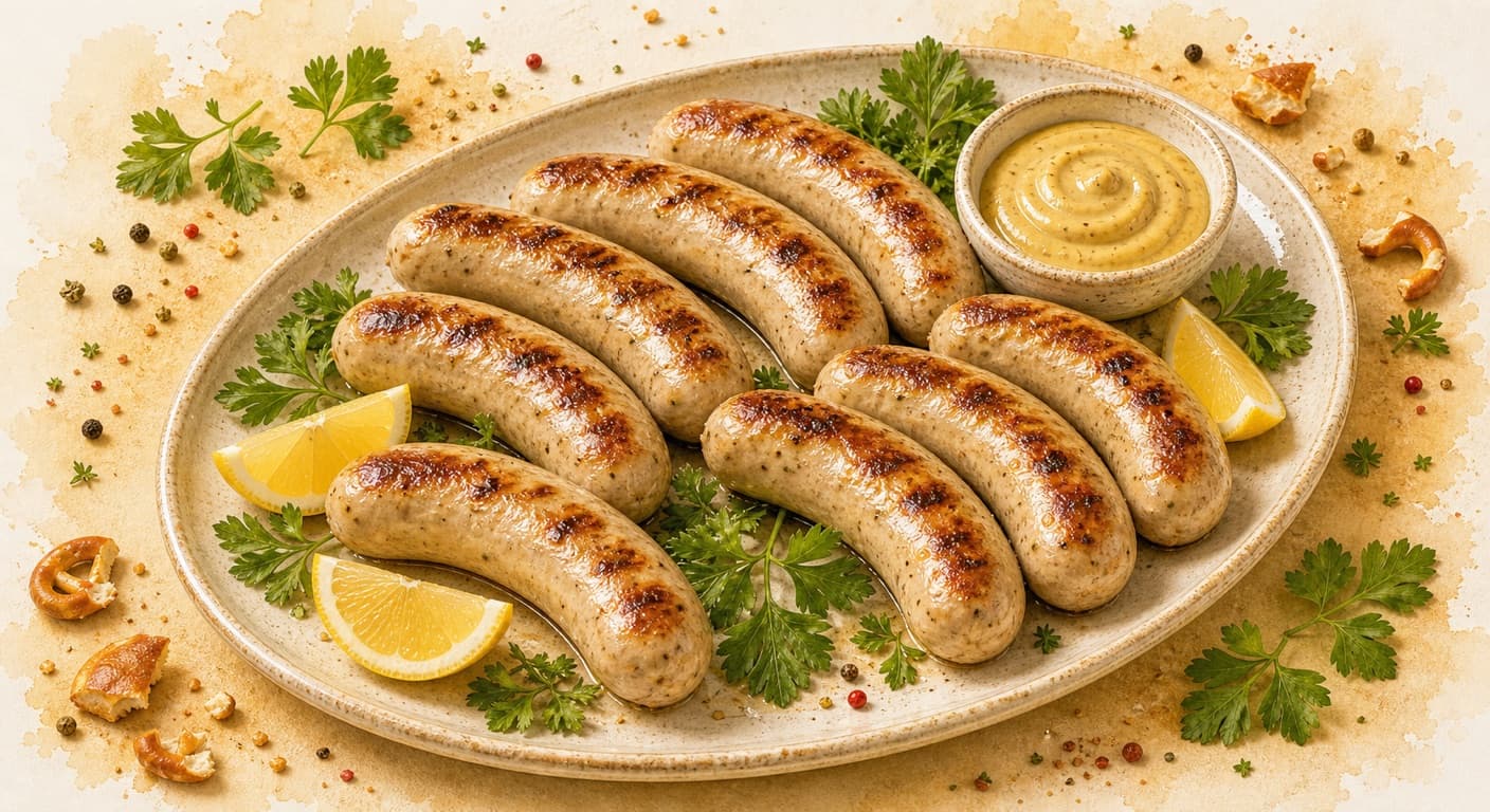 Свіжоприготована страва Баварські ковбаски з меню Гриль для кейтерингу в Празі
