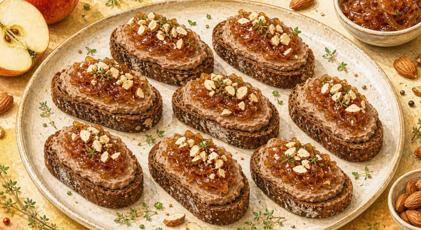 Rye bread with homemade pâté with almonds and apple onion jam from the Meat menu by Fudík catering 2