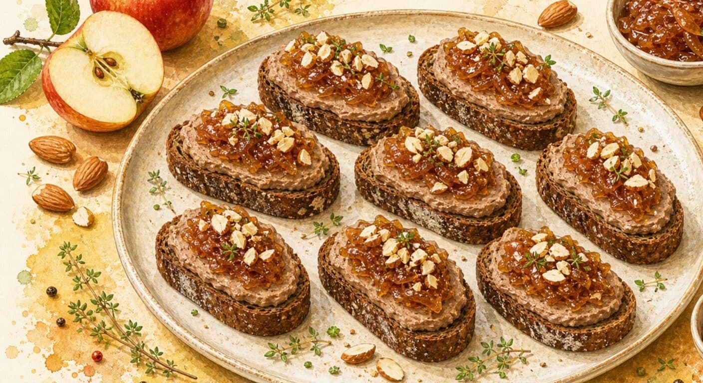 Rye bread with homemade pâté with almonds and apple onion jam from the Meat menu by Fudík catering 3