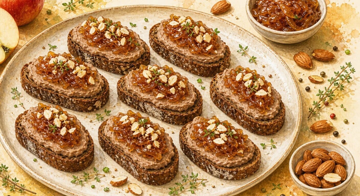 Rye bread with homemade pâté with almonds and apple onion jam from the Meat menu by Fudík catering 4