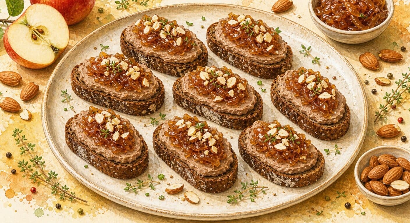 Rye bread with homemade pâté with almonds and apple onion jam from the Meat menu by Fudík catering 5