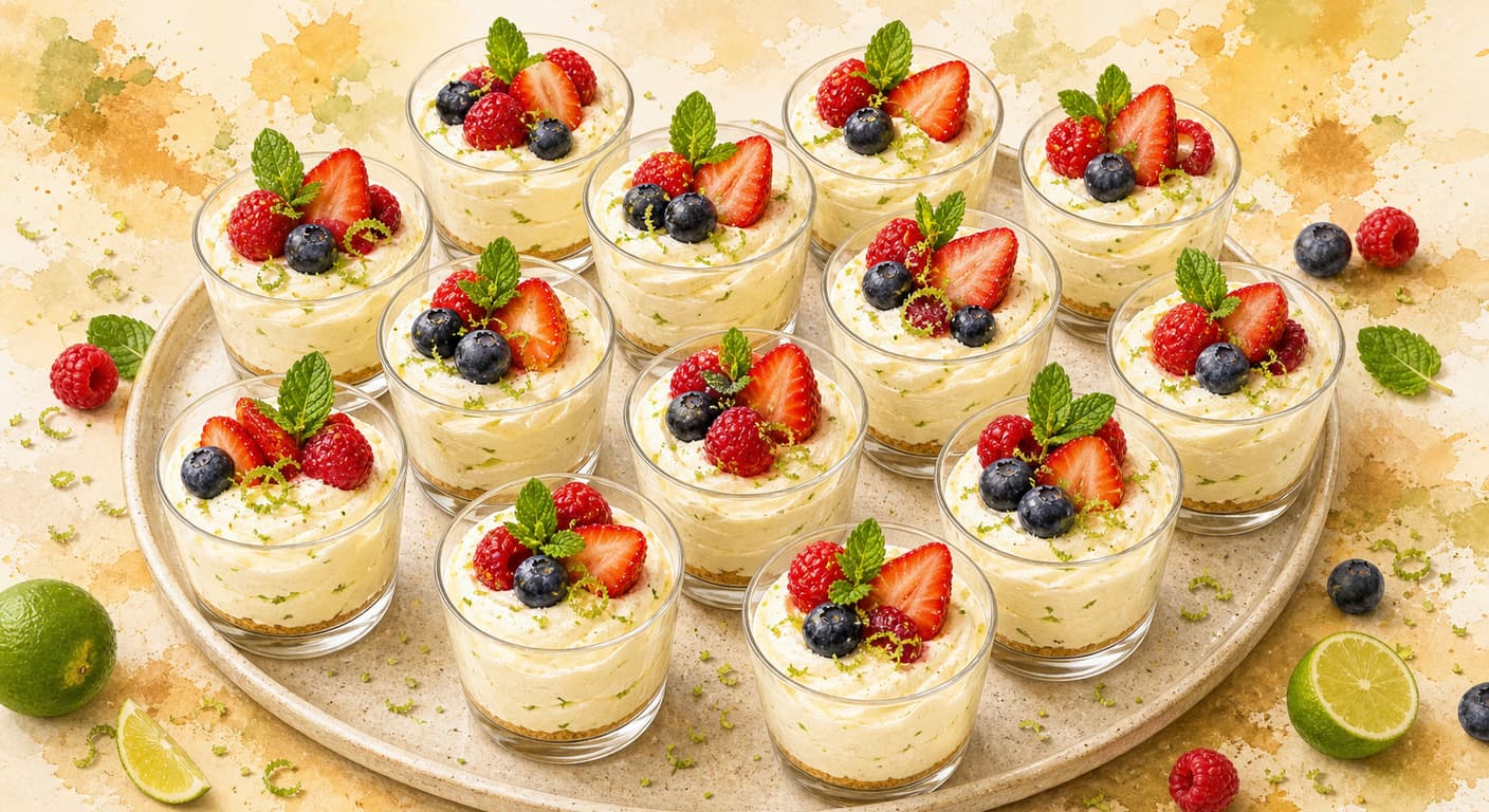 Šlehané limetkové mascarpone s ovocem z nabídky Sladké od Fudík catering
