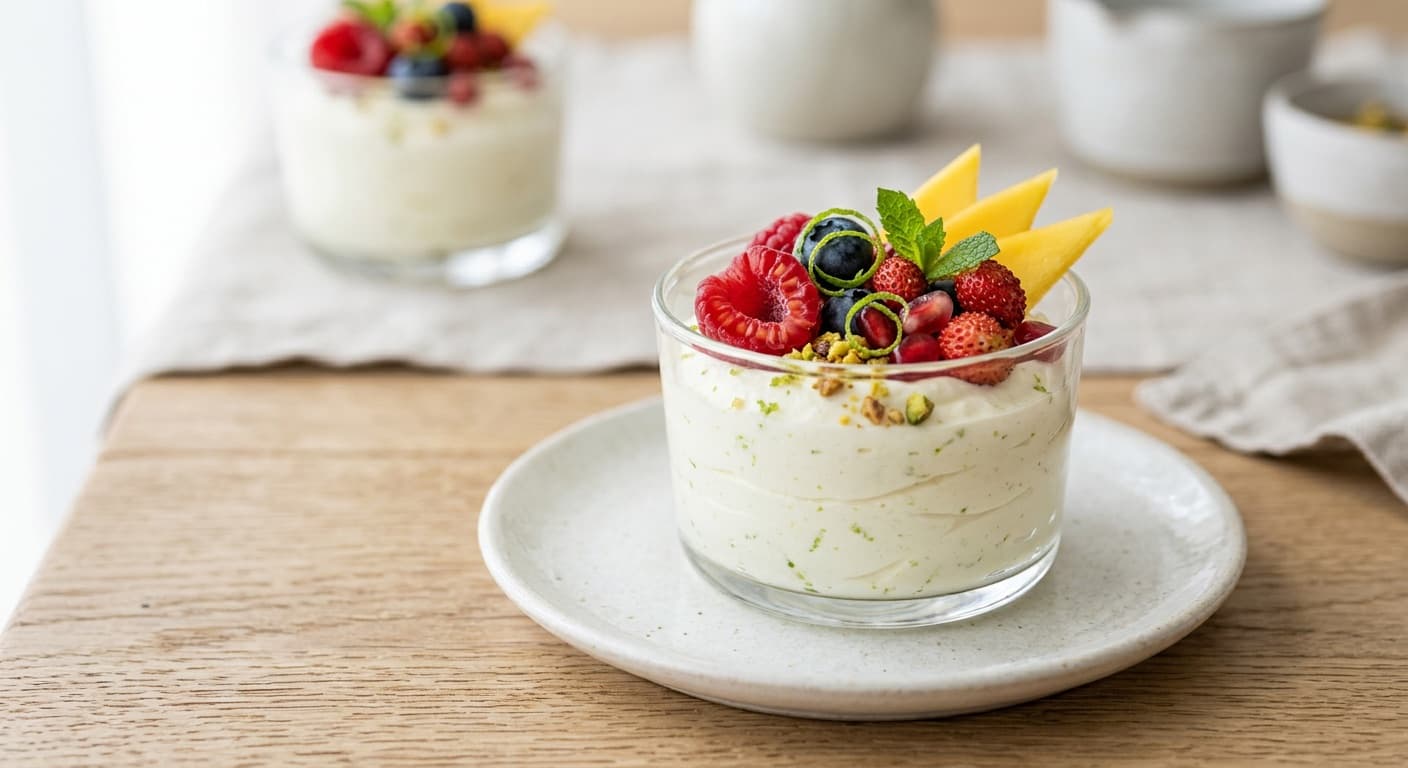 Sweet: Whipped lime mascarpone with fruit