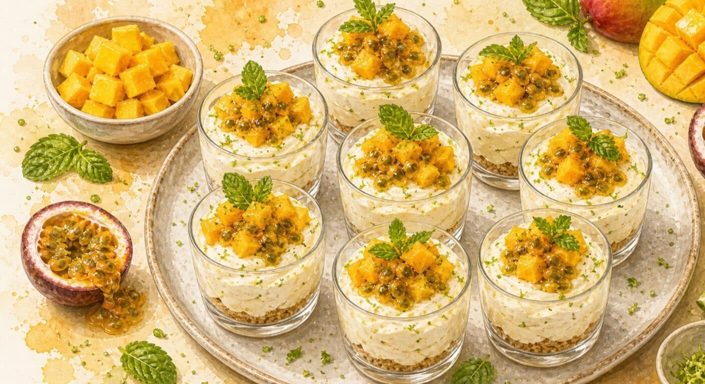 Whipped lime mascarpone with mango / passion fruit from the Sweet menu by Fudík catering 3