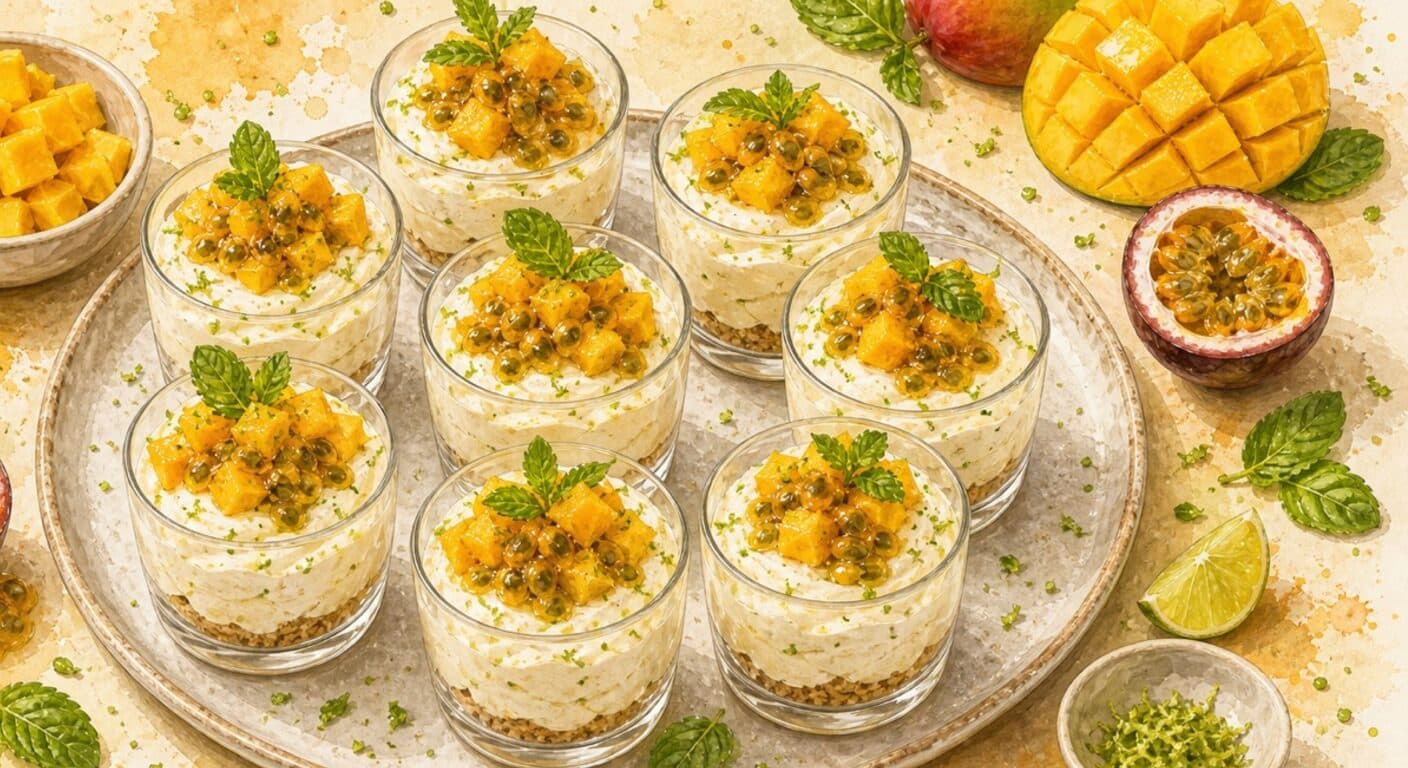 Whipped lime mascarpone with mango / passion fruit from the Sweet menu by Fudík catering 4