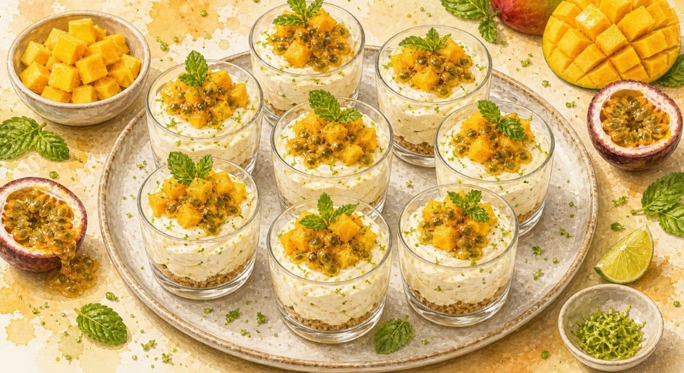 Whipped lime mascarpone with mango / passion fruit from the Sweet menu by Fudík catering 5