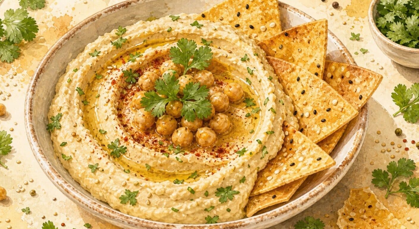 Хумус із нуту з коріандром і кунжутними чипсами з меню Вегетаріанські від Fudík catering 2