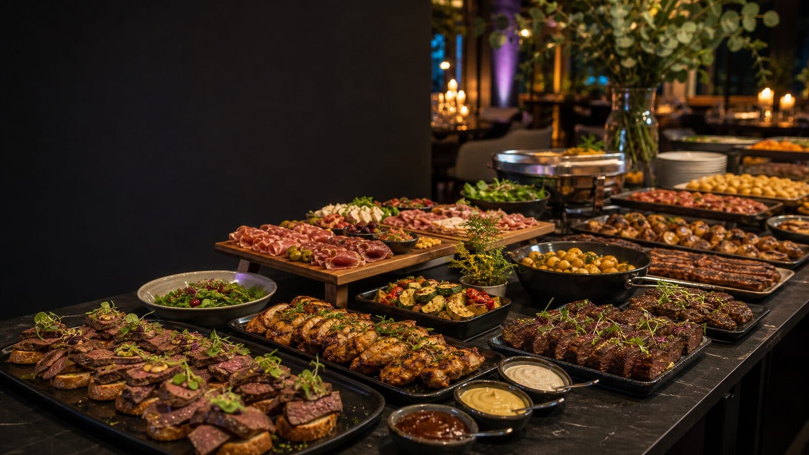 Meat lovers buffet with grill