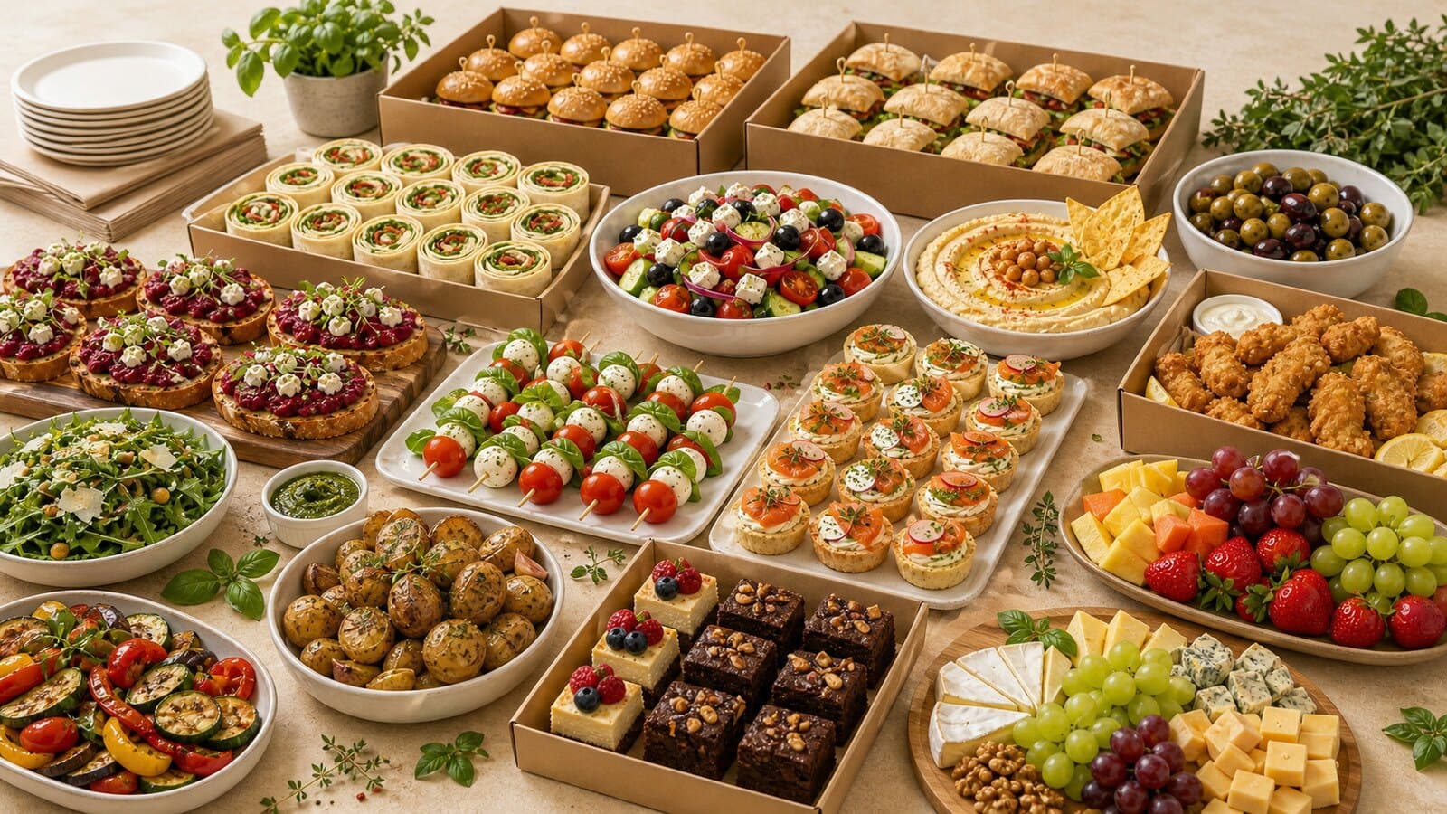 Summer buffet in a garden - a catered cold spread set up for a garden party