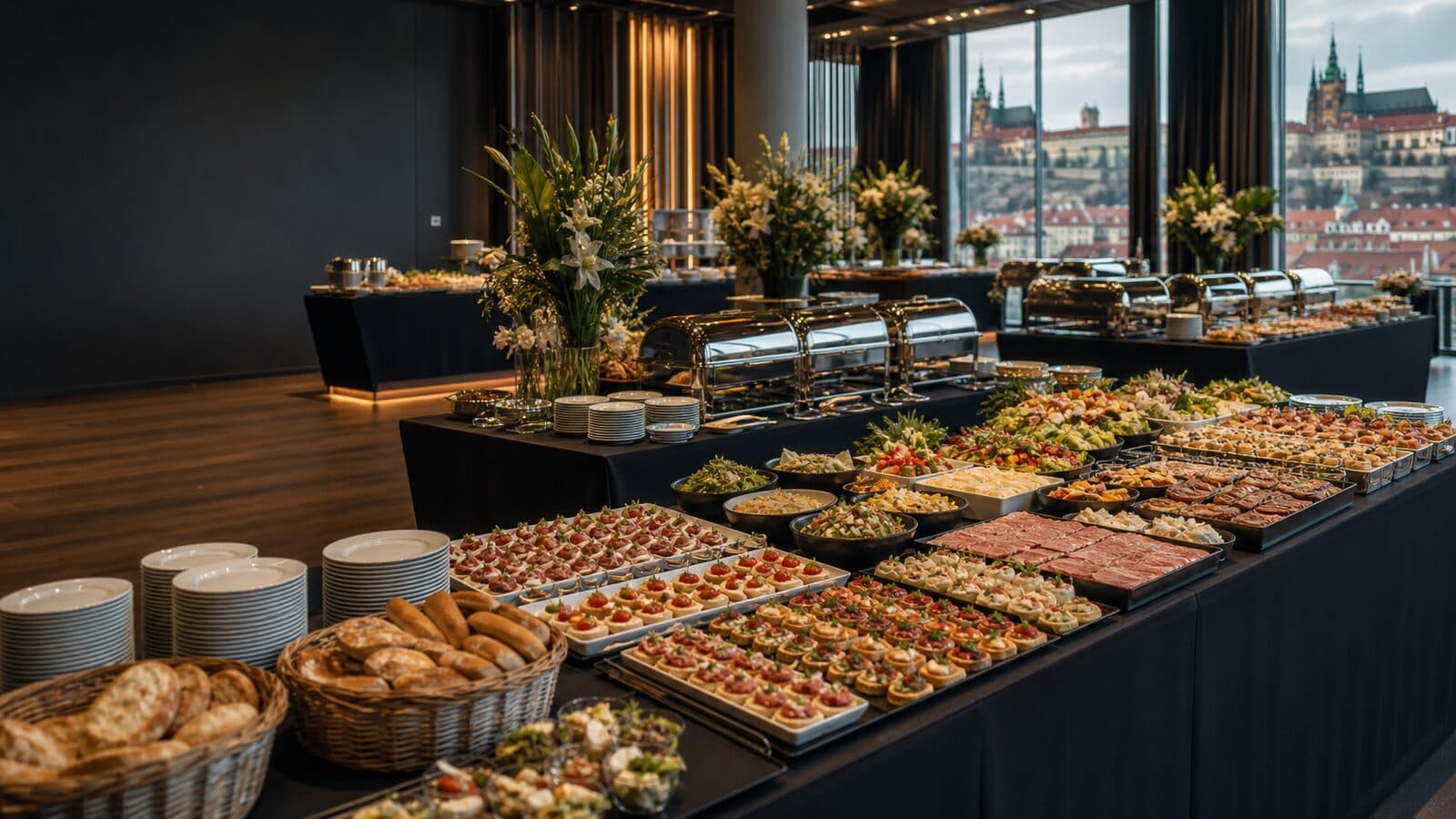Large buffet for 150 guests