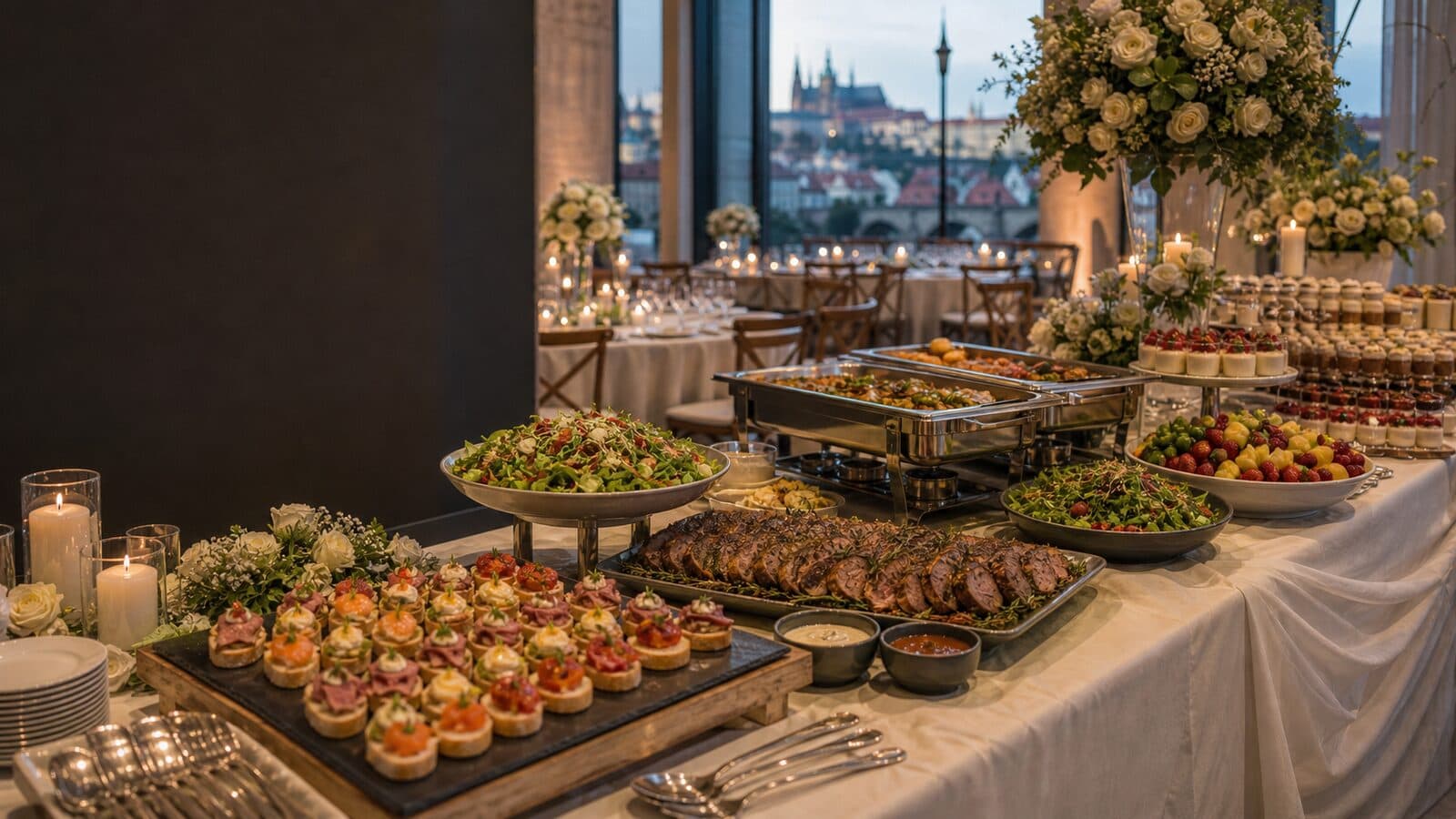 Wedding buffet with elegant presentation